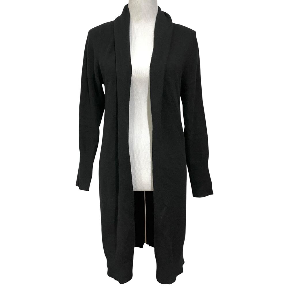 Quince Women Mongolian Cashmere Duster Cardigan Sweater M Black Layer Capsule
